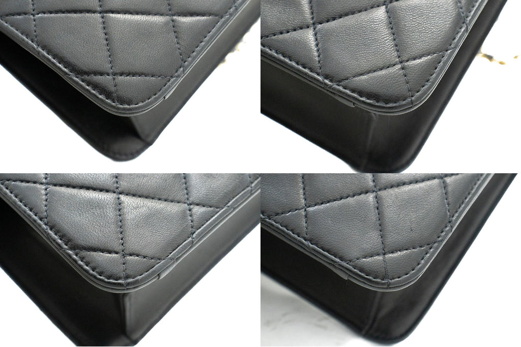 CHANEL Chain Shoulder Bag Clutch Black Quilted Flap Lambskin Purse k13