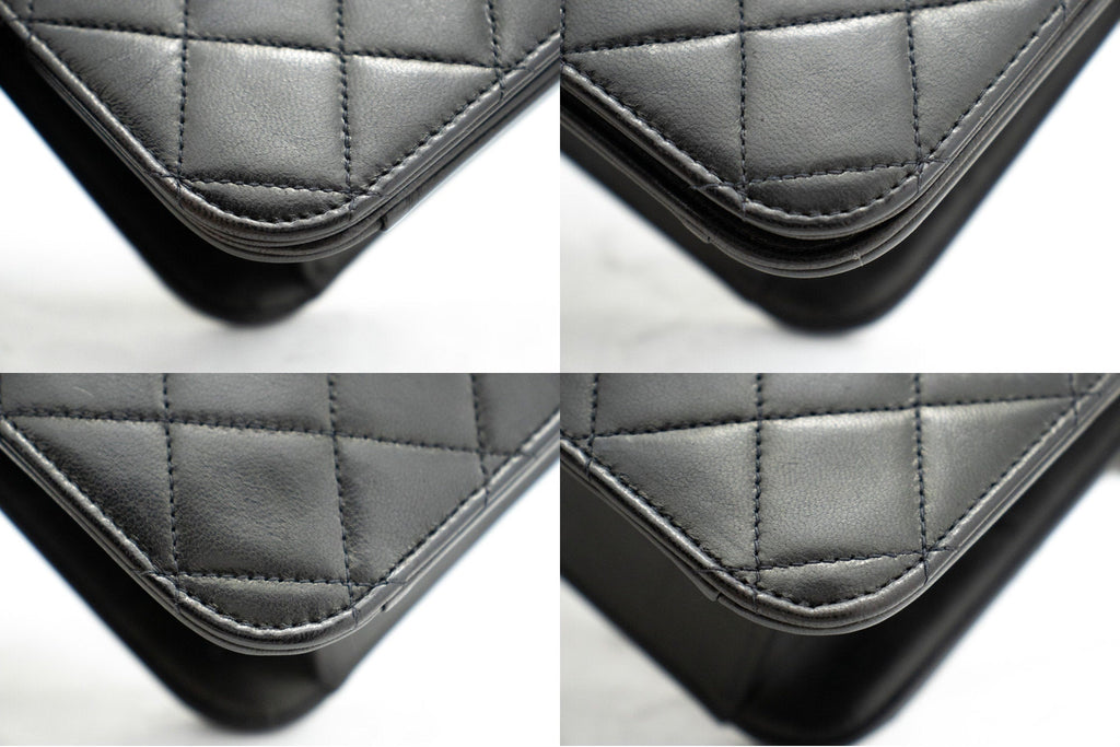 CHANEL Full Flap Chain Shoulder Bag Clutch Black Quilted Lambskin k82