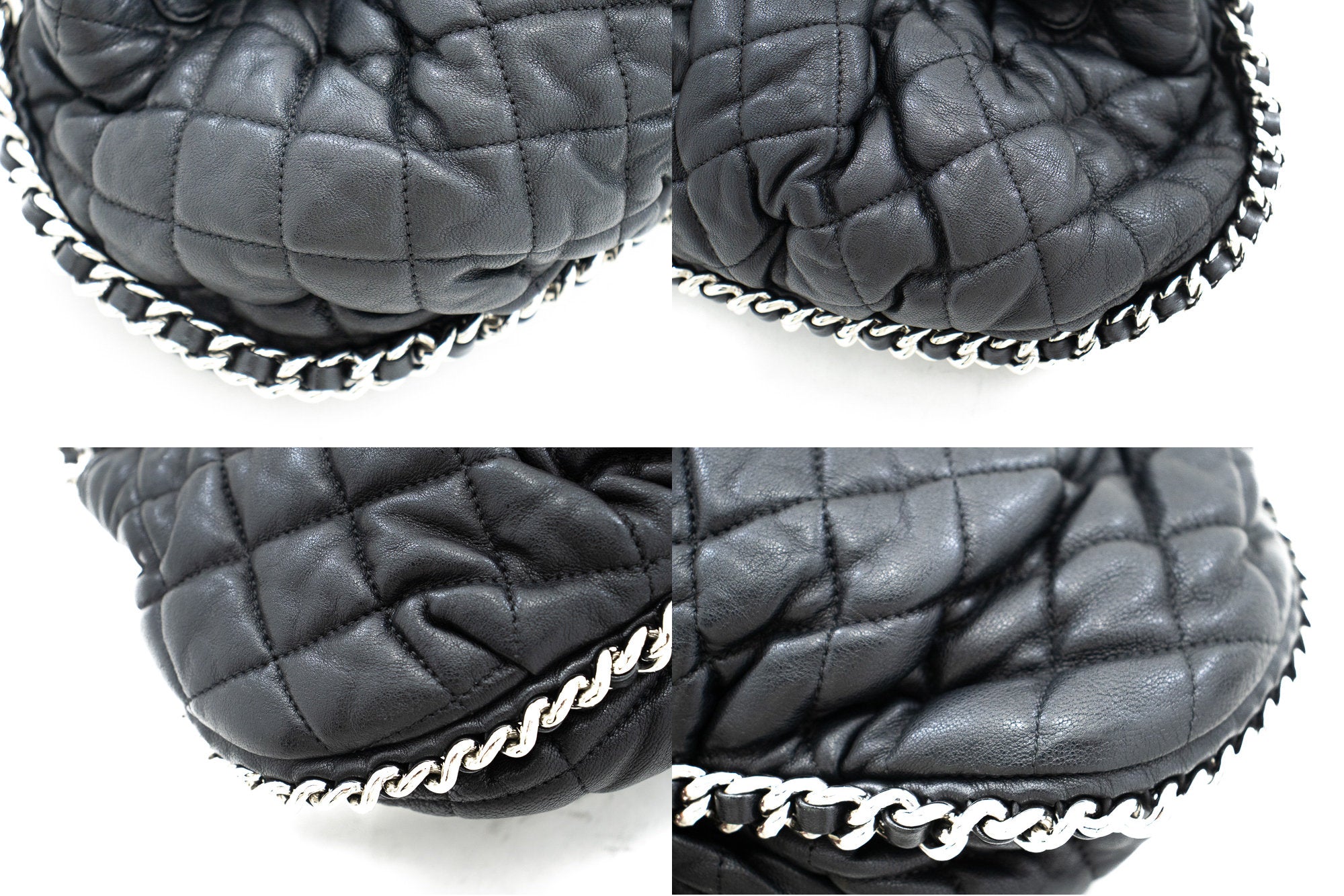 CHANEL Chain Around Shoulder Bag Crossbody Black Calfskin Leather j91