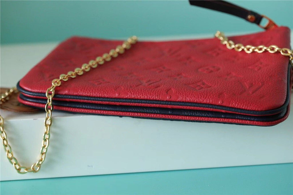 Louis Vuitton Double Zip Pochette Monogram Empreinte Black/Red For Women,  Shoulder and Crossbody Bags 7.9in/20cm Louis Vuitton