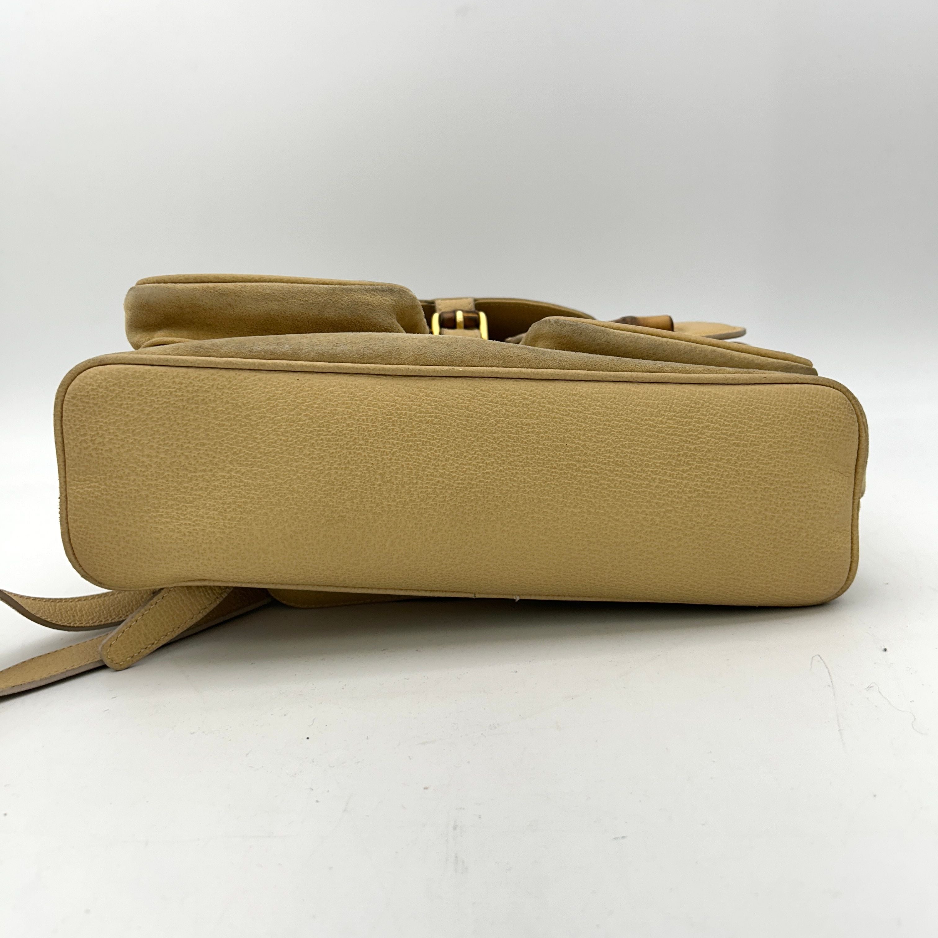 GUCCI Bamboo Shoulder Bag Suede Brown Gold WDgu6626ck