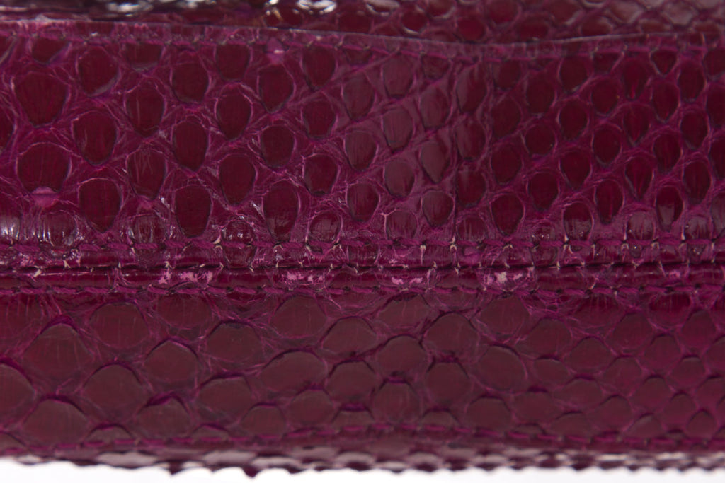 Sergio Rossi Magenta Lizard Skin Shoulder Bag