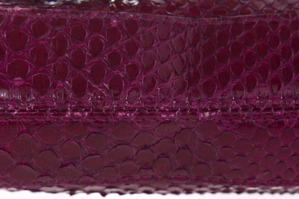 Sergio Rossi Magenta Lizard Skin Shoulder Bag