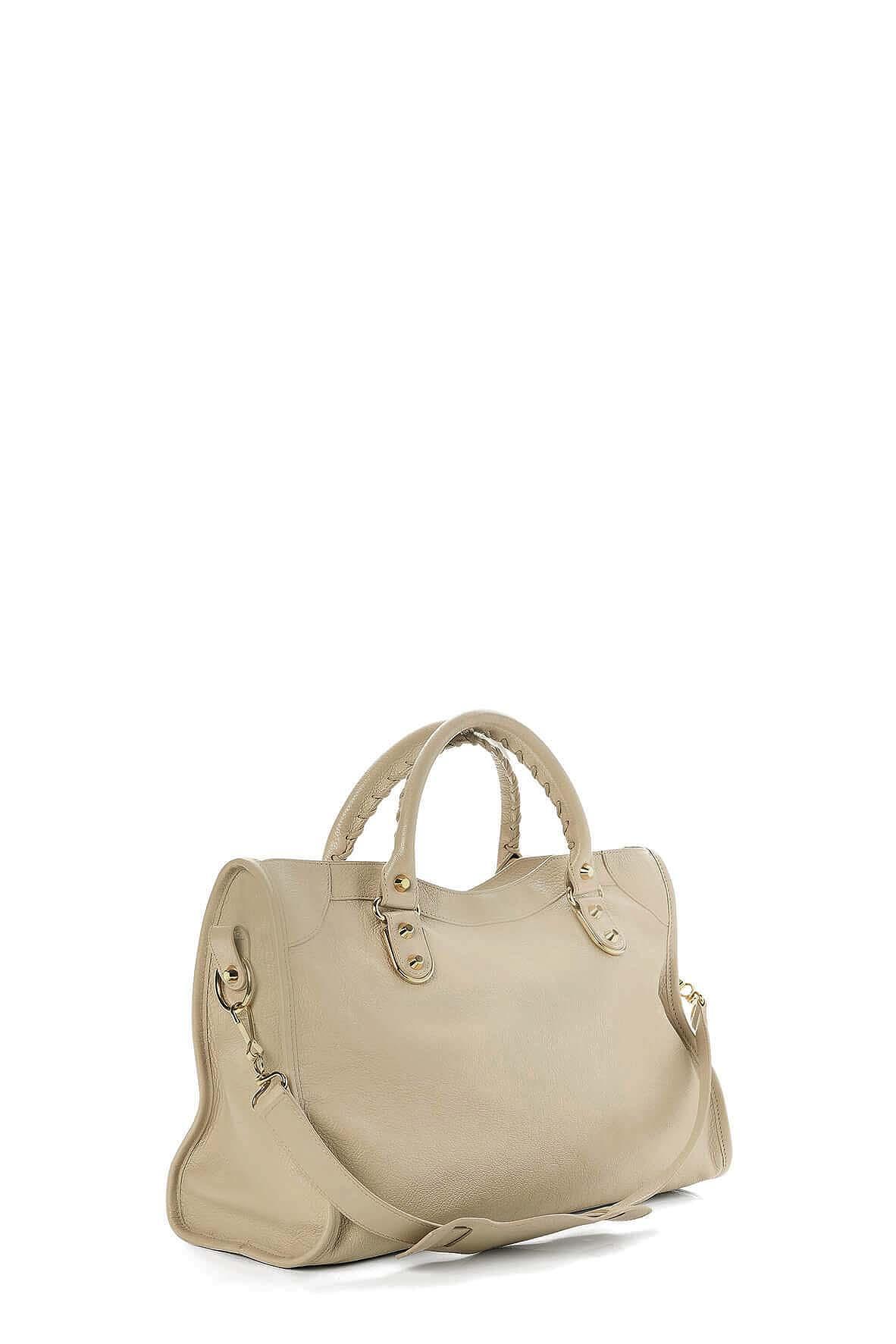 Classic City M Metallic Edge Beige Praline with Gold Hardware