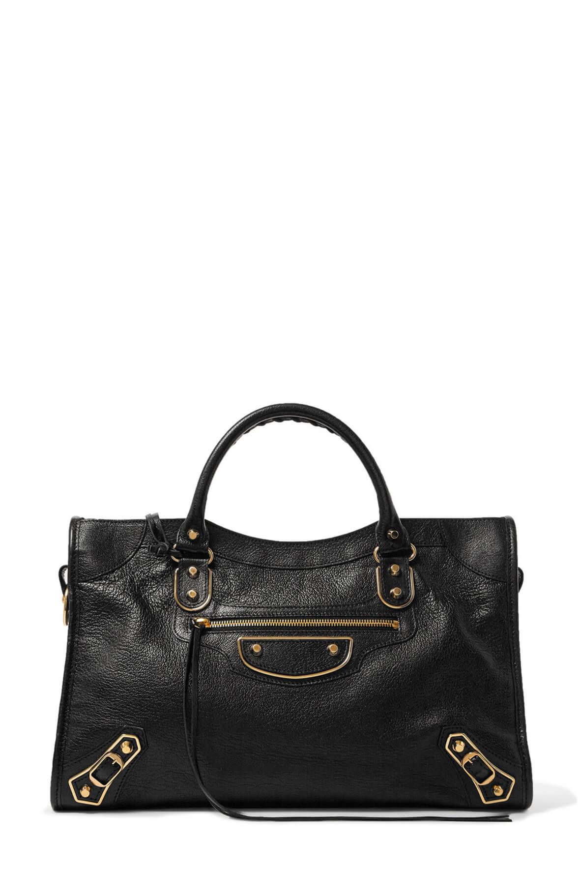 Classic City M Metallic Edge Black with Gold Hardware