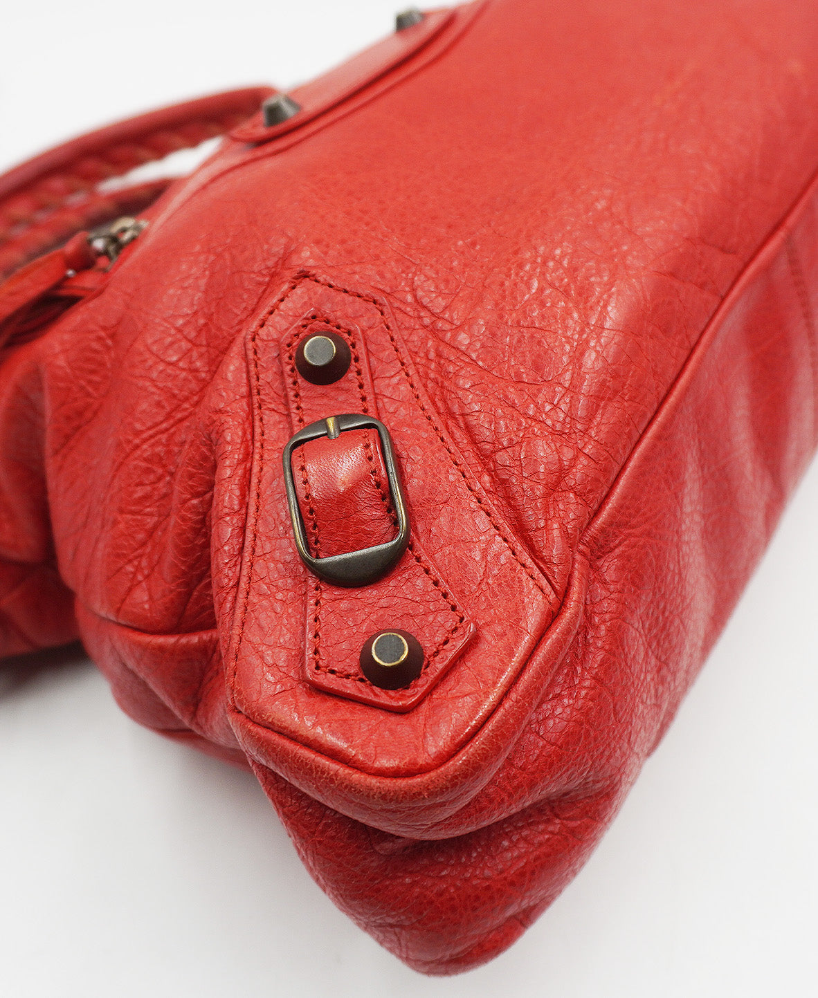 Small Classic City Metallic Edge Leather Red