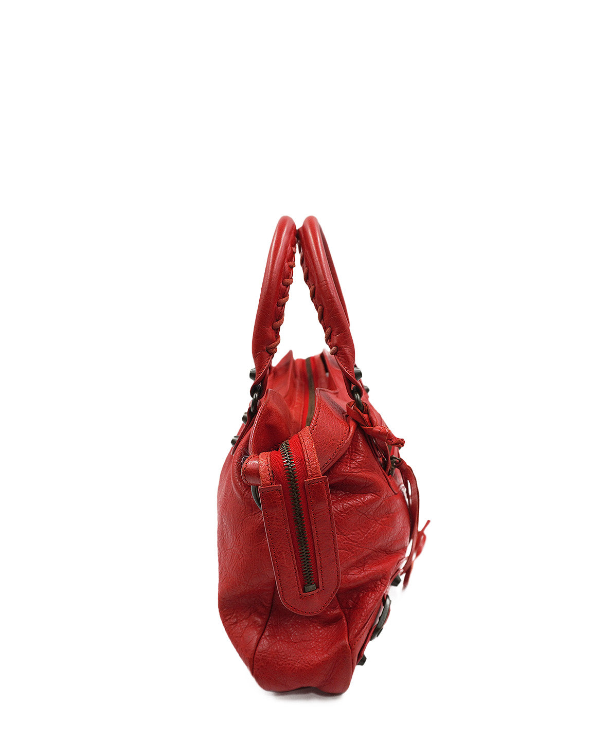 Small Classic City Metallic Edge Leather Red