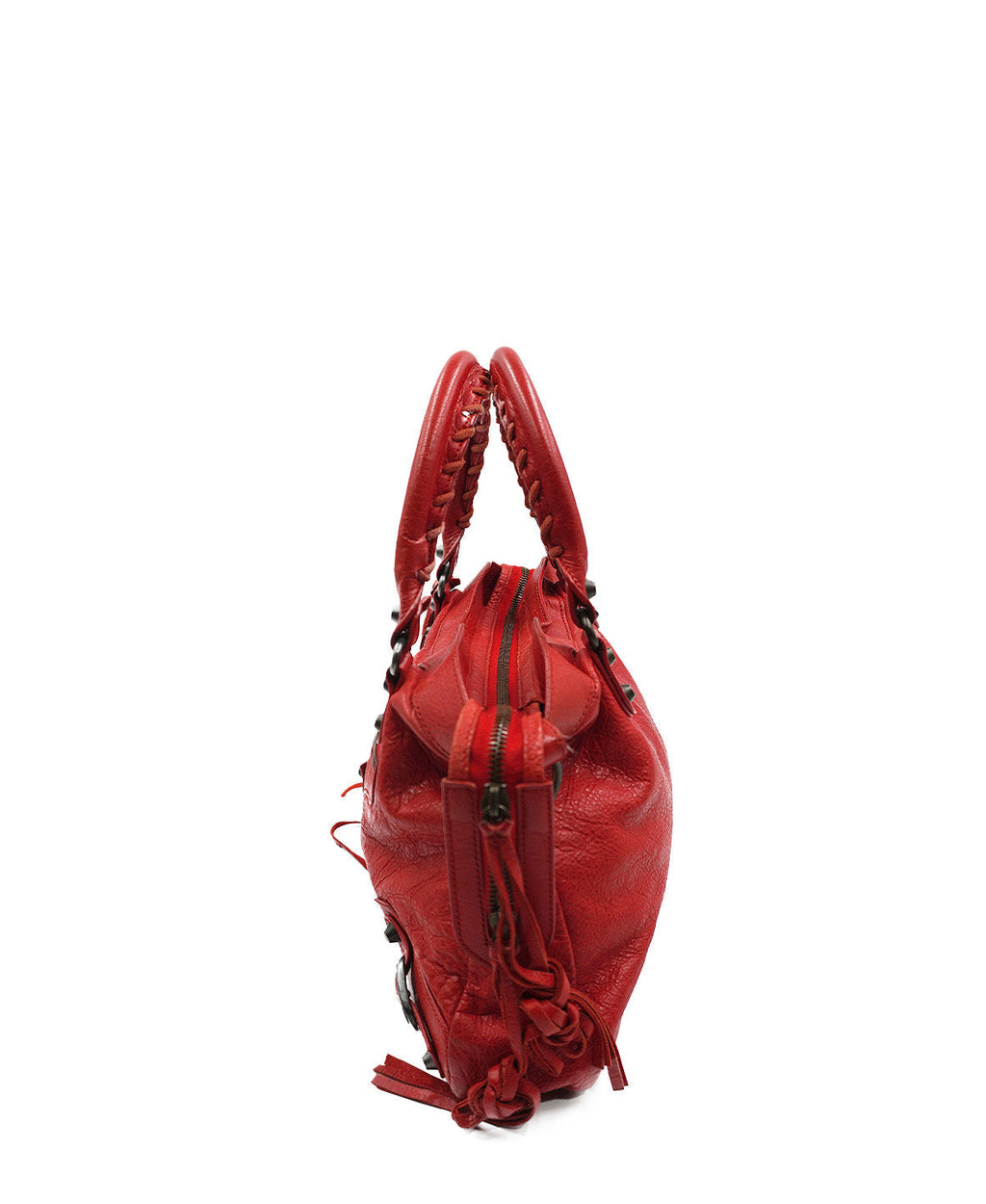 Small Classic City Metallic Edge Leather Red