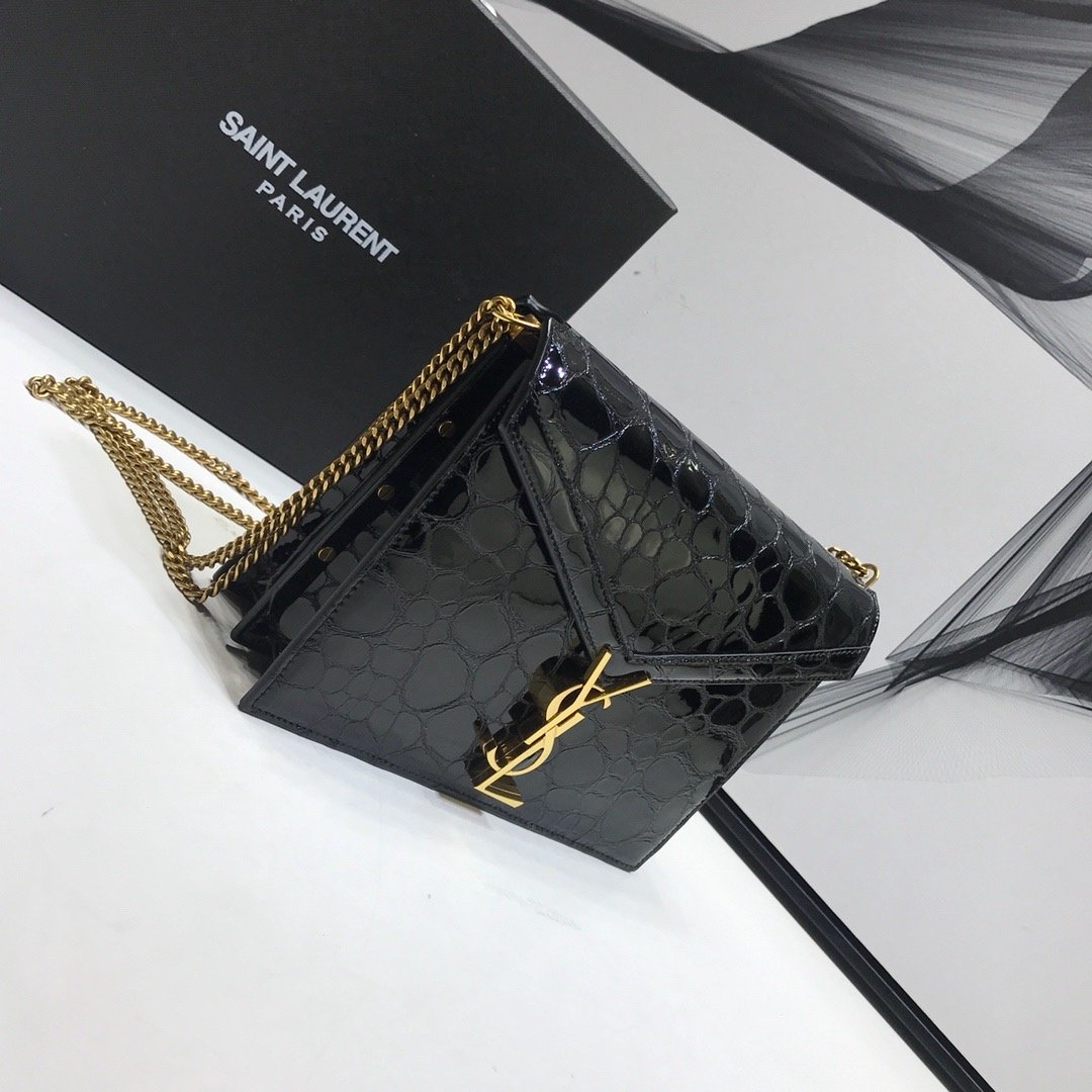 YSSL Cassandra Small Crossbody Bag With Stone Print Black For Women 7in/19cm YSL