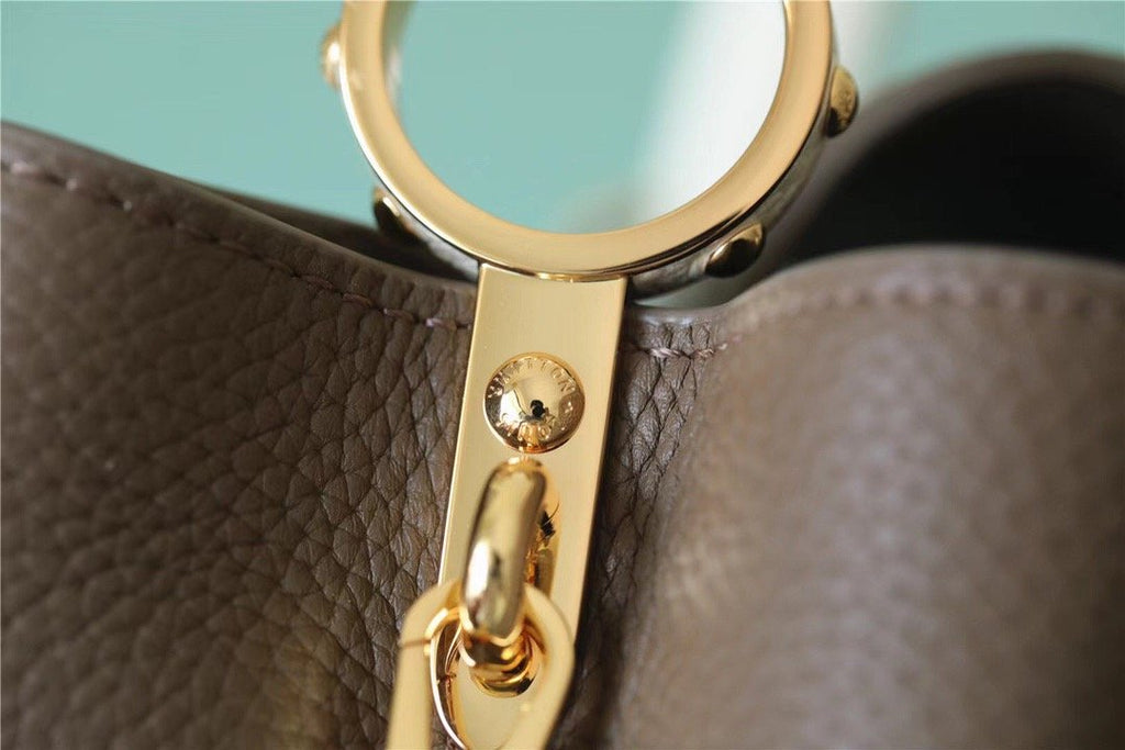 Louis Vuitton Capucines BB Taurillon Smokey Brown Green/ Creme/ Pink For Women,  Shoulder And Crossbody Bags 27cm/10.6in Louis Vuitton M59516