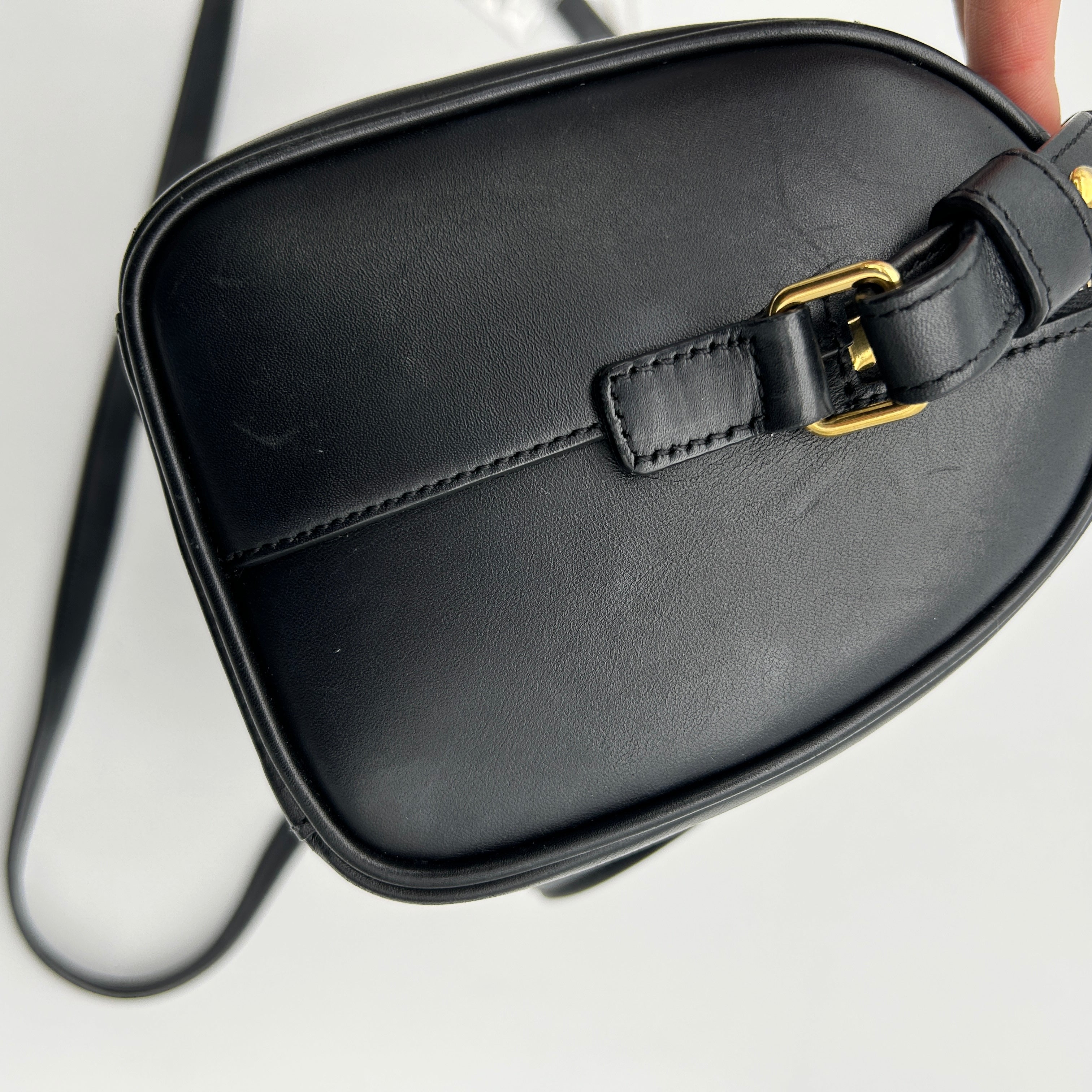 Saint Laurent Black Calfskin Classic Baby Duffle Bag With Strap
