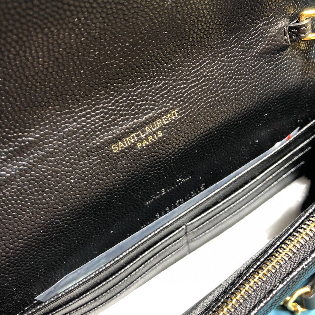 Monogram Quilted Shoulder Bag Black For Women 9in/23cm YSL 118-2000644-377828BOW01