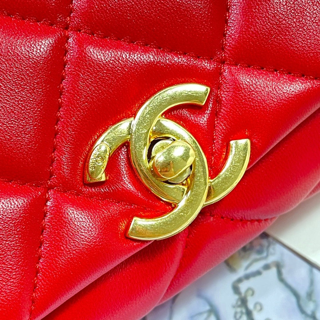Chanel GlamIap Bag Gold Hardware Red For Women Handbags, Shoulder Bags 7.9in/20cm AS3366