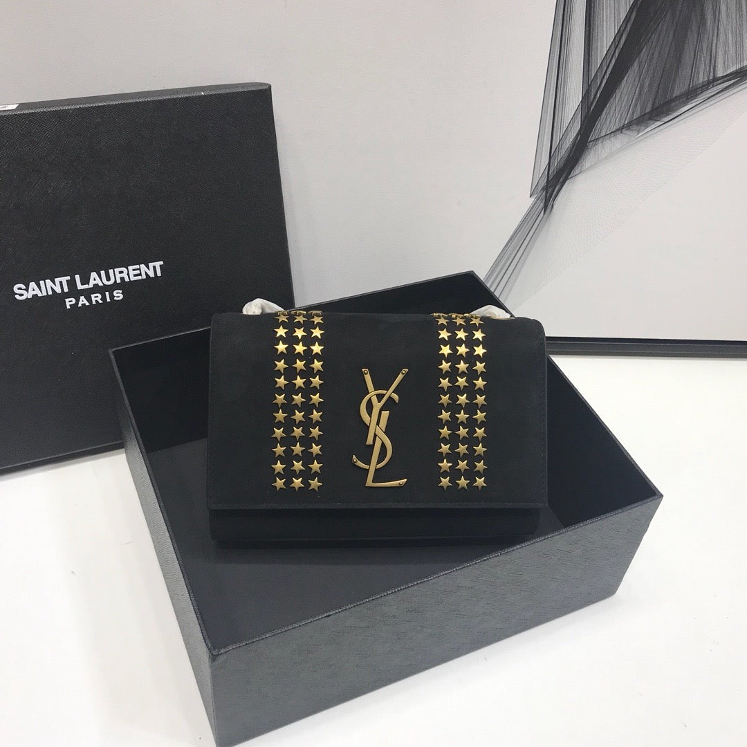 Top Quality Kate Small Chain Bag In Grain De Poudre Black For Women 7.8in/20cm YSL