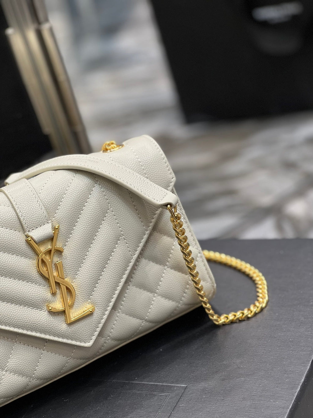 YSSL Small Bag White In Mix Matelasse For Women 8in/21cm YSL 600195BOW919207