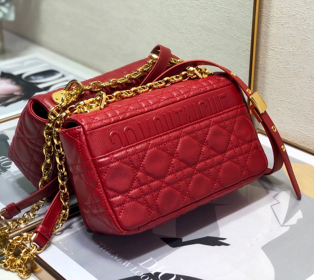 Dior Small Caro Bag Red For Women, Women’s Handbags, Shoulder Bags, Crossbody Bags 20cm/8in CD