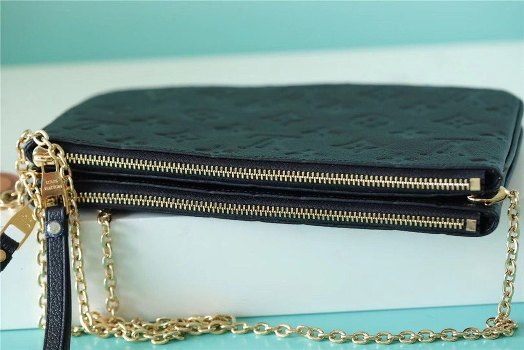 Louis Vuitton Double Zip Pochette Monogram Empreinte Black For Women,  Shoulder and Crossbody Bags 7.9in/20cm Louis Vuitton M68568
