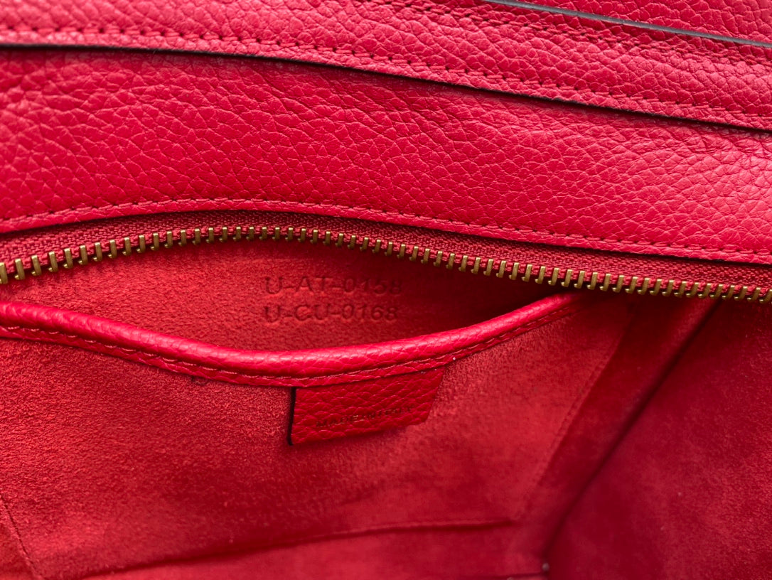 Top Quality Nano LuGucciage Bag In Drummed Red For WomLB 8in/20cm 