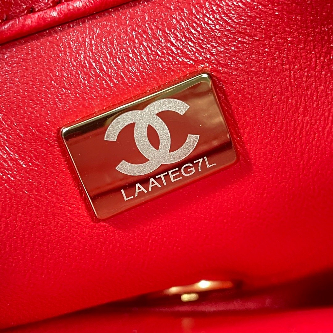Chanel GlamIap Bag Gold Hardware Red For Women Handbags, Shoulder Bags 7.9in/20cm AS3366