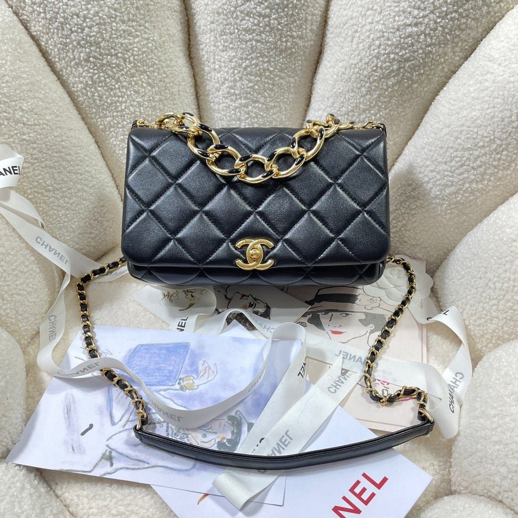 ChanelLarge GlamIap Bag Gold Hardware Black For Women Handbags, Shoulder Bags 9.1in/23cm AS3367