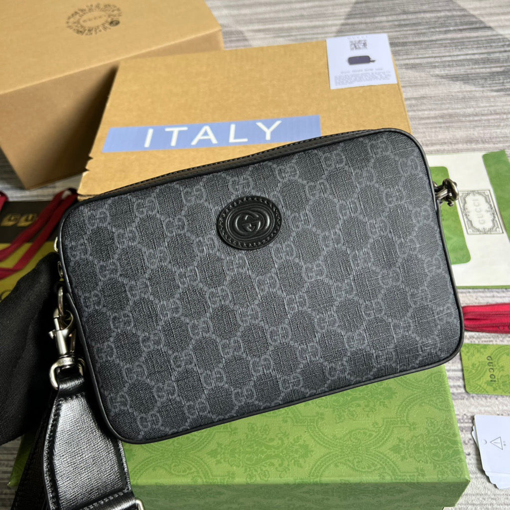 Shoulder Bag With Interlocking G Black Supreme Canvas For WomenÃ‚Â  9.6in/24.5cm 703468 92THF 1000
