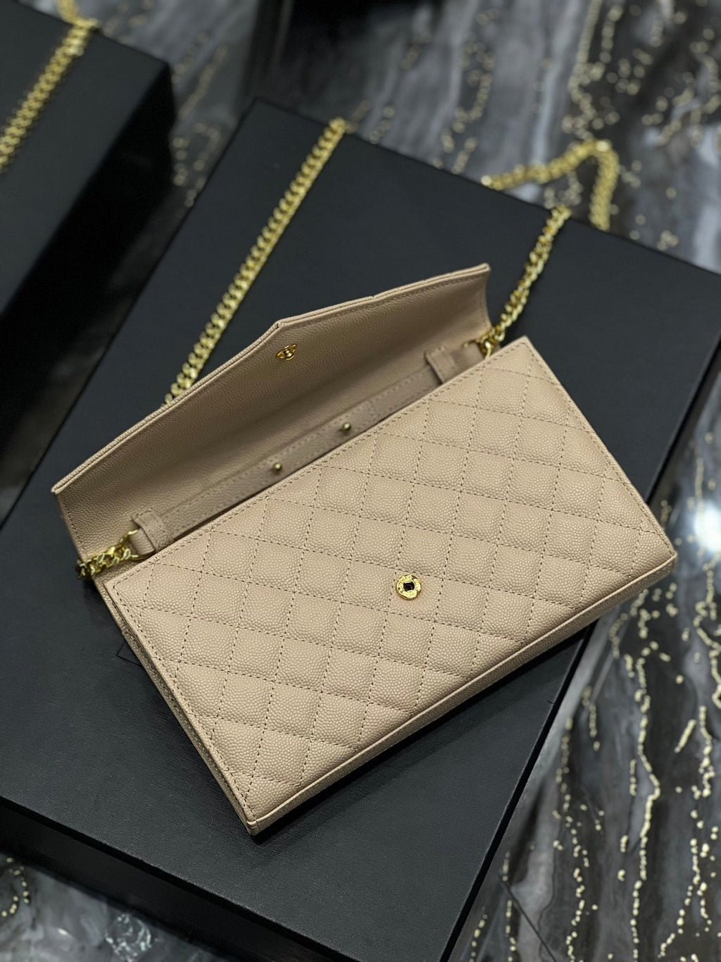 YSSL Envelope Small Chain Bag Beige For Women, Women’s Bags 8in/22cm YSL
