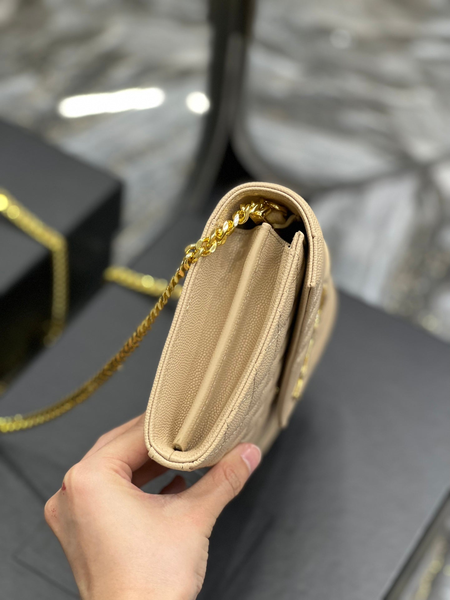 Top Quality Envelope Small Chain Bag Beige For Women, Women’s Bags 8.6in/22cm YSL