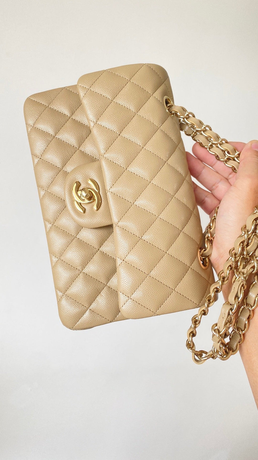 ChanelSmall Classic Handbag Beige For Women Bags 9.1in/23cm