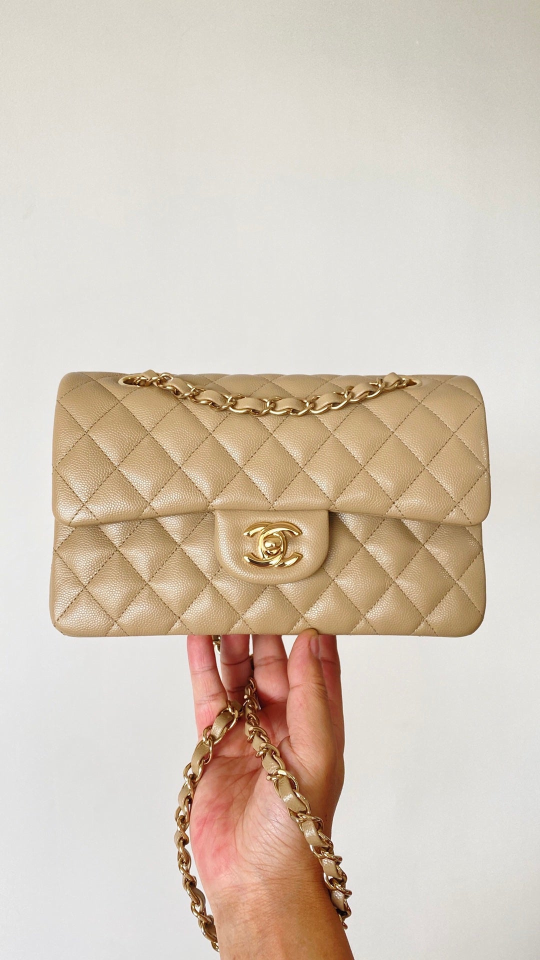ChanelSmall Classic Handbag Beige For Women Bags 9.1in/23cm