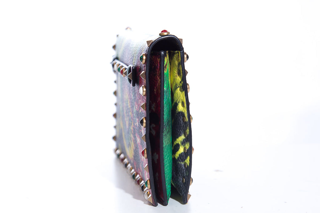 Valentino PeBurberryled Calfskin Tie-Dye Rockstud Rolling Wristlet Clutch