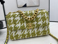 Chanel 19 Large Handbag Gold Hardware Green For Women Handbags, Shoulder Bags 11.8in/30cm