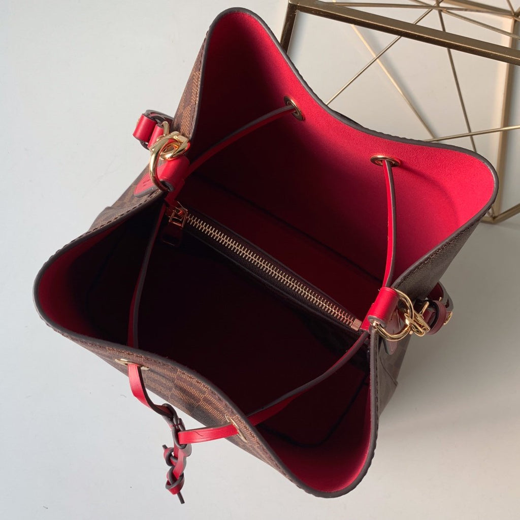 Louis Vuitton NeoNoe MM Bucket Bag Damier Ebene Canvas Cherry Berry For Women,  Shoulder And Crossbody Bags 10.2in/26cm Louis Vuitton N40214