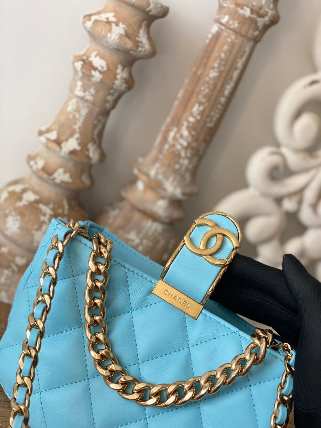 ChanelSmall Hobo Bag Gold Hardware Blue For Women, Women’s Handbags, Shoulder Bags 7.5in/19cm