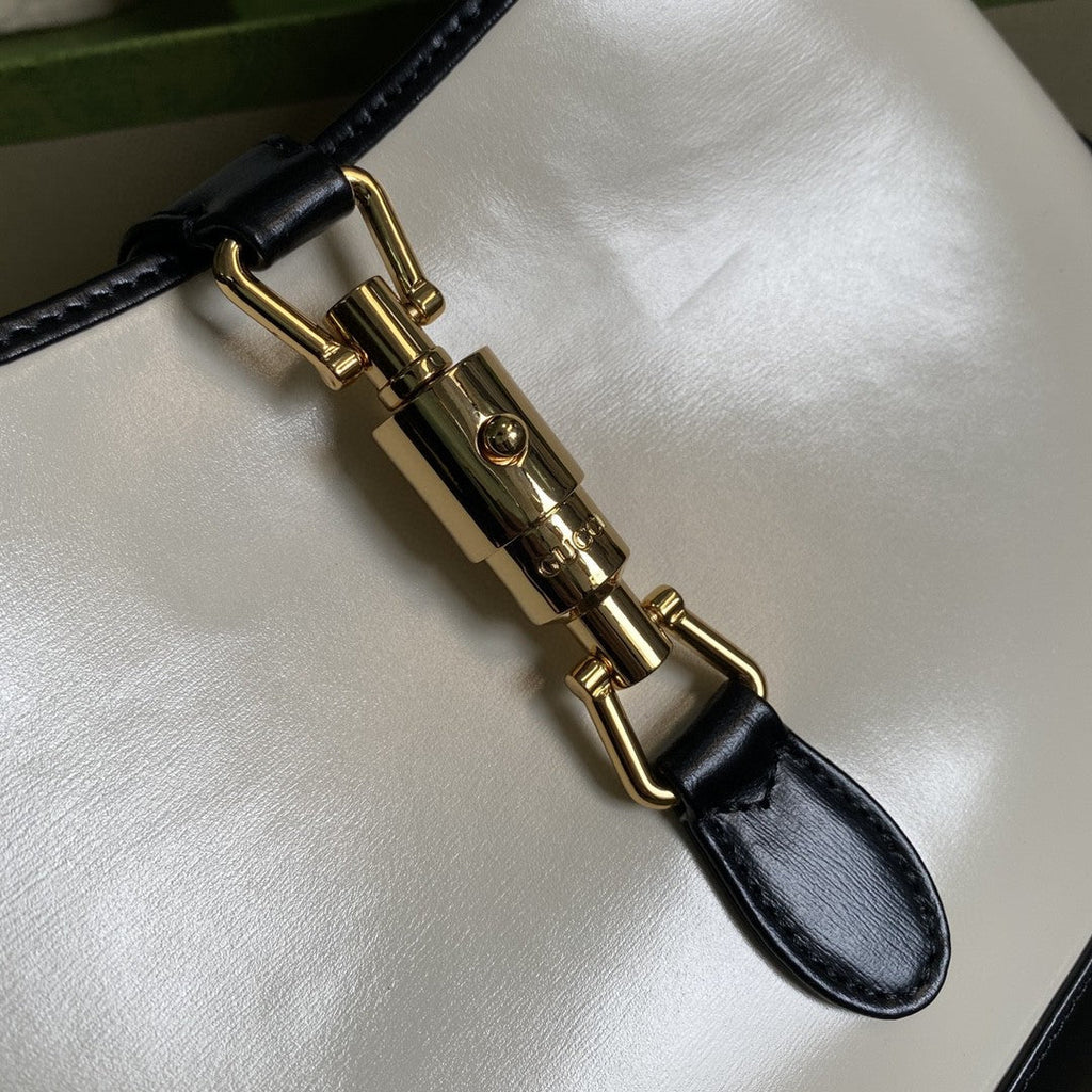 Gucci Jackie 1961 Small Shoulder Bag White With Black 11in/28cm 636706 10OBG 9099