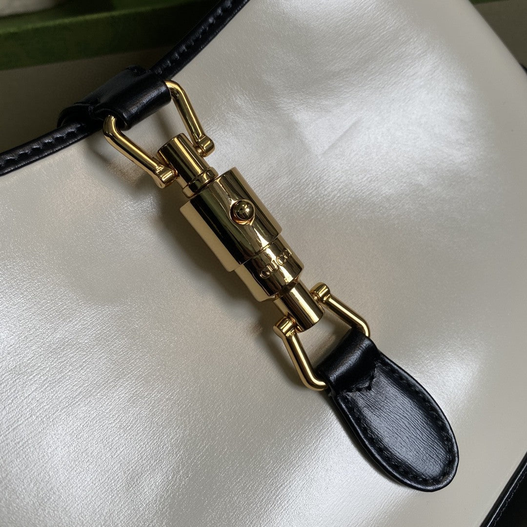 Gucci Jackie 1961 Small Shoulder Bag White With Black 11in/28cm 636706 10OBG 9099