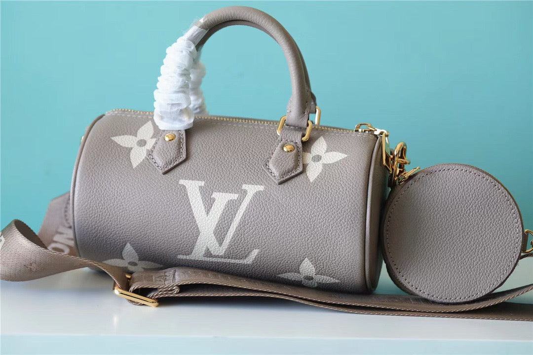 Louis Vuitton Papillon Burberry Monogram Empreinte Tourterelle / Creme Beige For Women, Women’s Handbags, Shoulder Bags And Crossbody Bags 7.9in/20cm Louis Vuitton M46031
