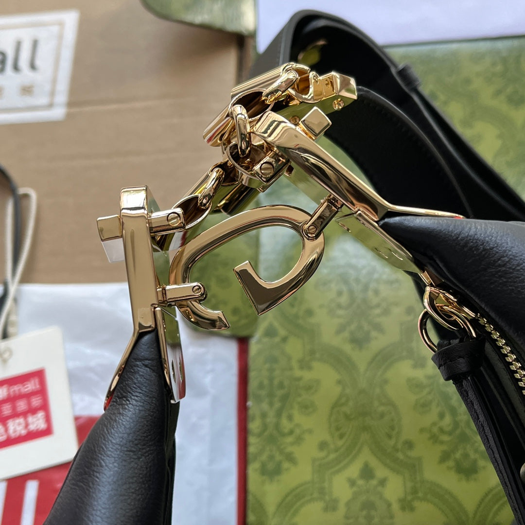 Gucci Atache Large Shoulder Bag Black For Women, Women’s Bags 13.8in/35cm Gucci‎ ‎702823 UXWBG 1037