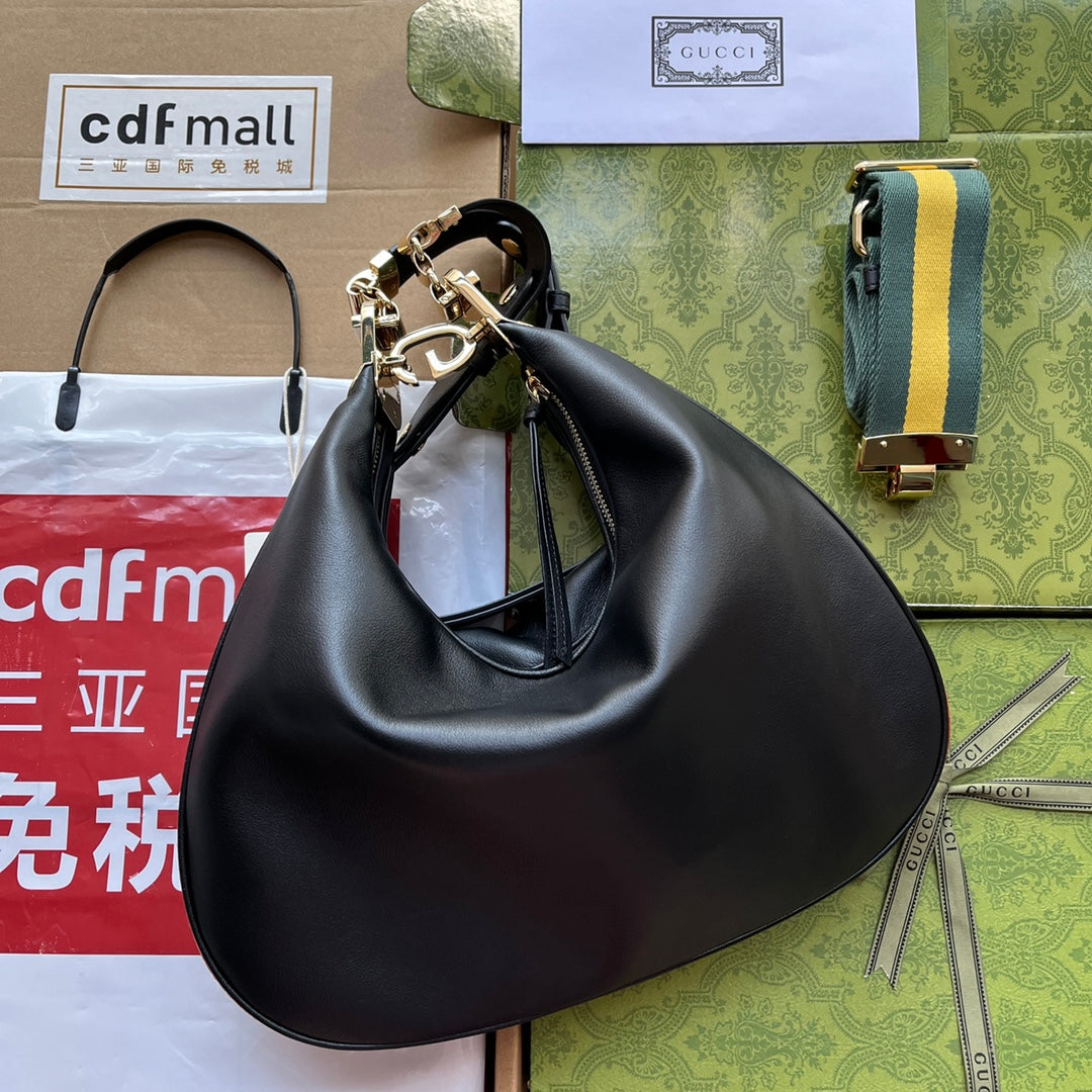 Gucci Atache Large Shoulder Bag Black For Women, Women’s Bags 13.8in/35cm Gucci‎ ‎702823 UXWBG 1037