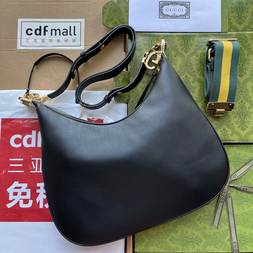 Gucci Atache Large Shoulder Bag Black For Women, Women’s Bags 13.8in/35cm Gucci‎ ‎702823 UXWBG 1037