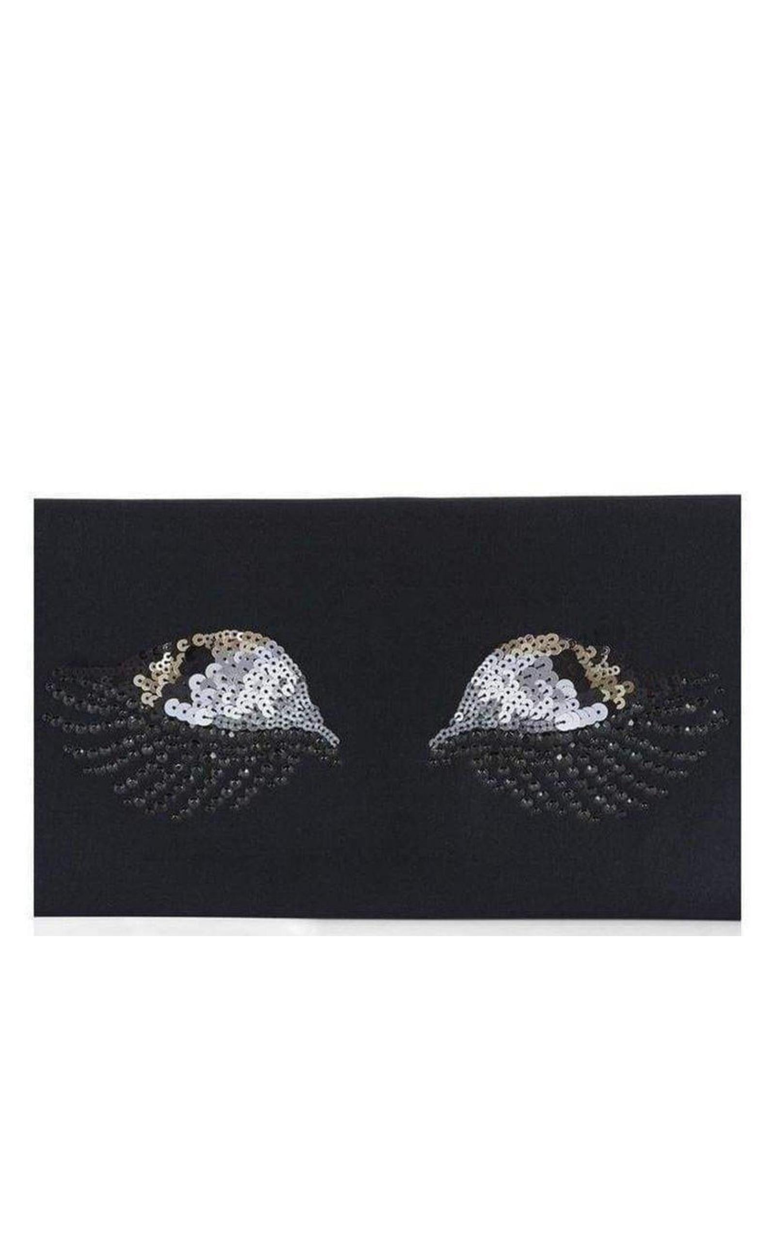 Black Harlow Eye-Embellished Envelope Clutch