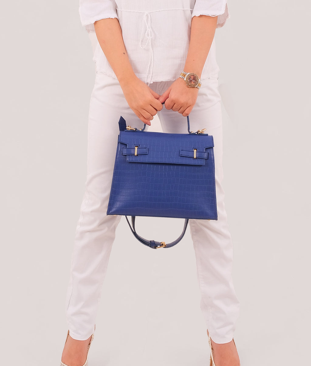 Blue top-handle crocoDiorle mini bag