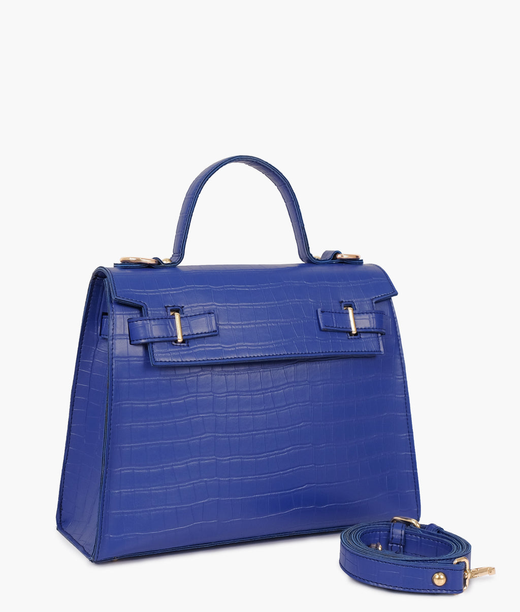 Blue top-handle crocoDiorle mini bag