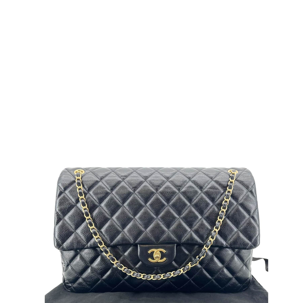 Chanel XXL Flap Bag Lambskin Leather Shoulder Bag Black