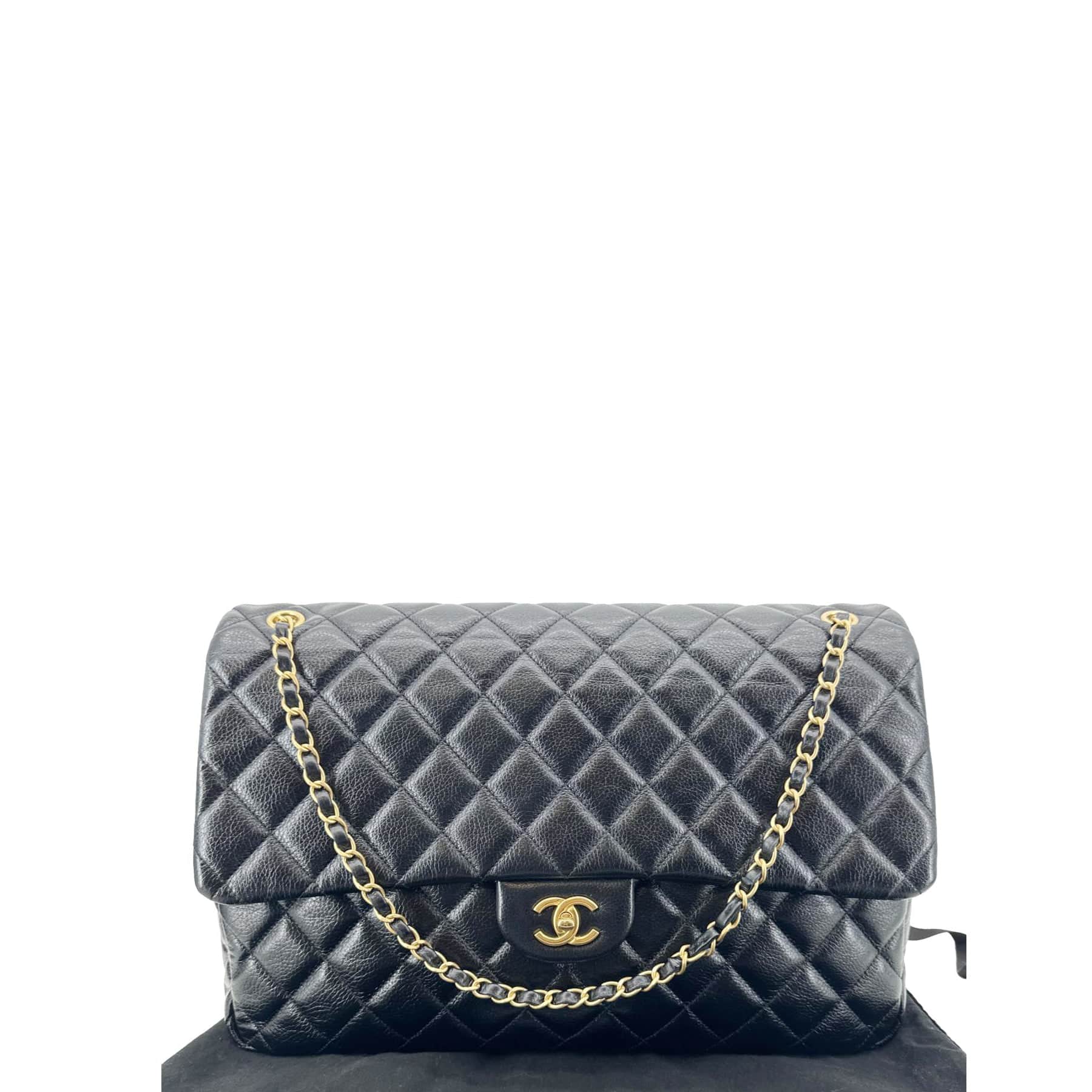 Chanel XXL Flap Bag Lambskin Leather Shoulder Bag Black