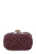 Leather Braided Knot Clutch Dark Barolo