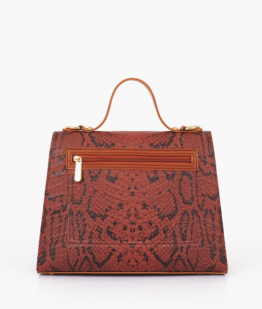 Brown crocoDiorle cross-body bag with top-handle