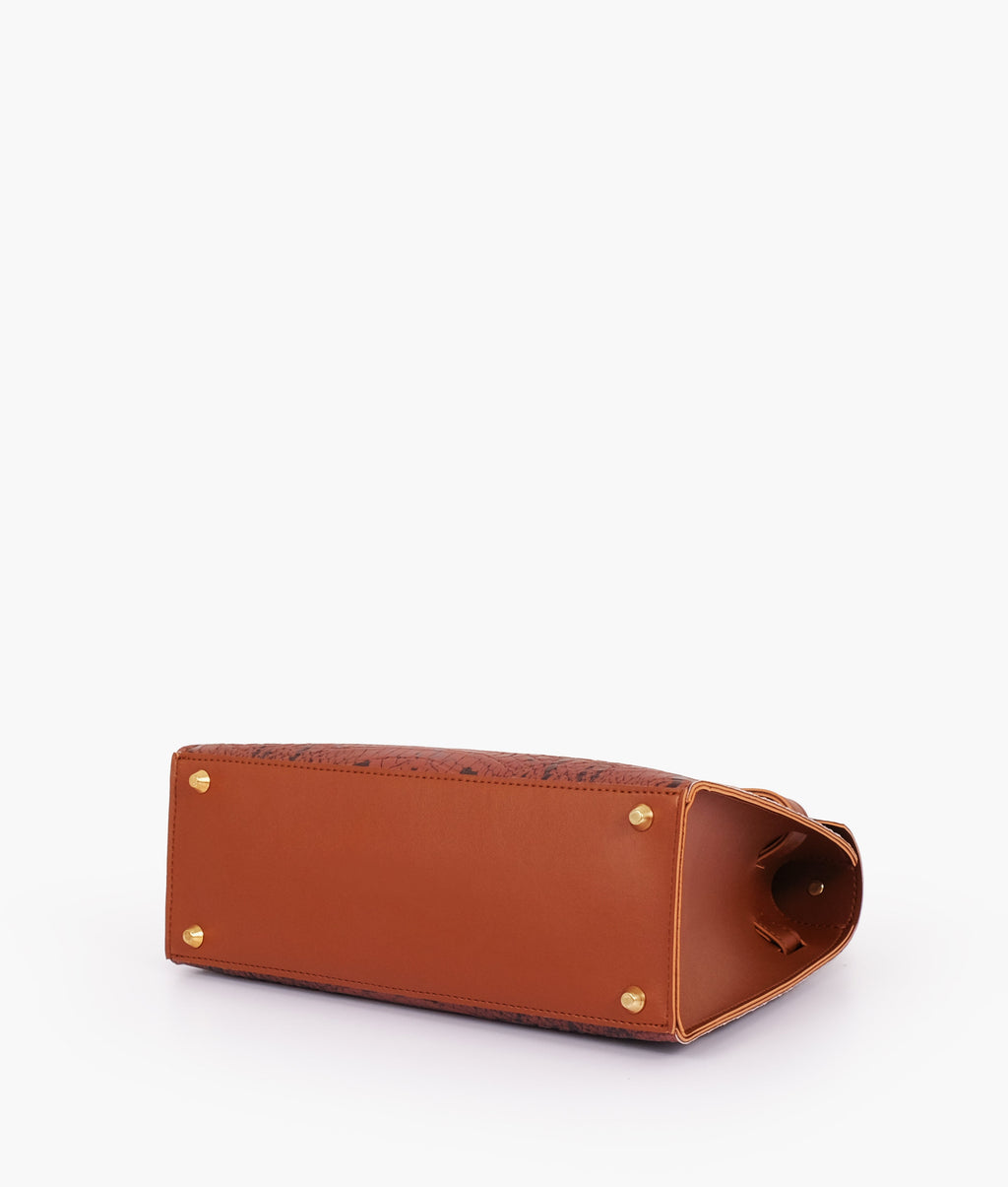 Brown crocoDiorle cross-body bag with top-handle
