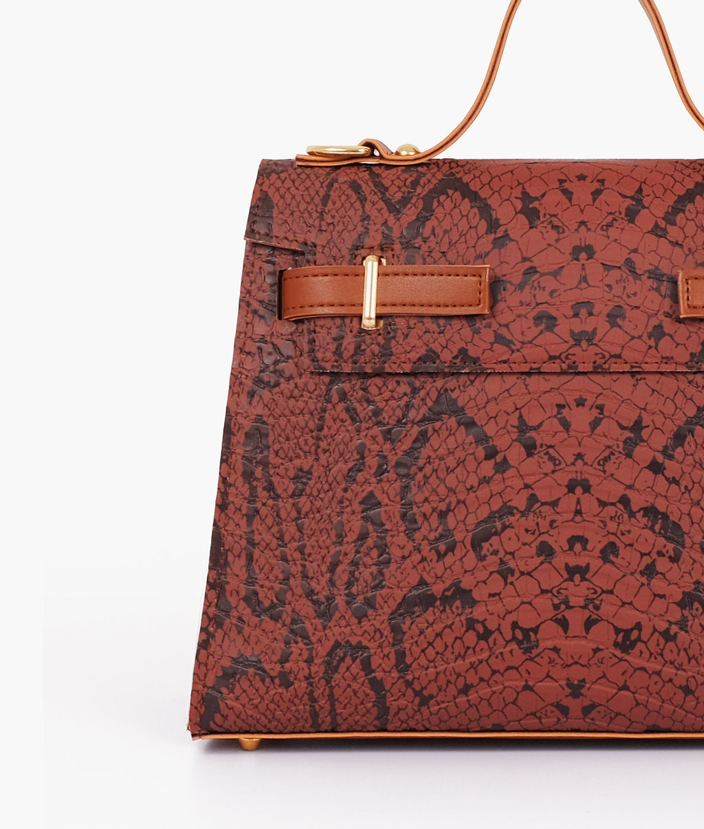 Brown crocoDiorle cross-body bag with top-handle