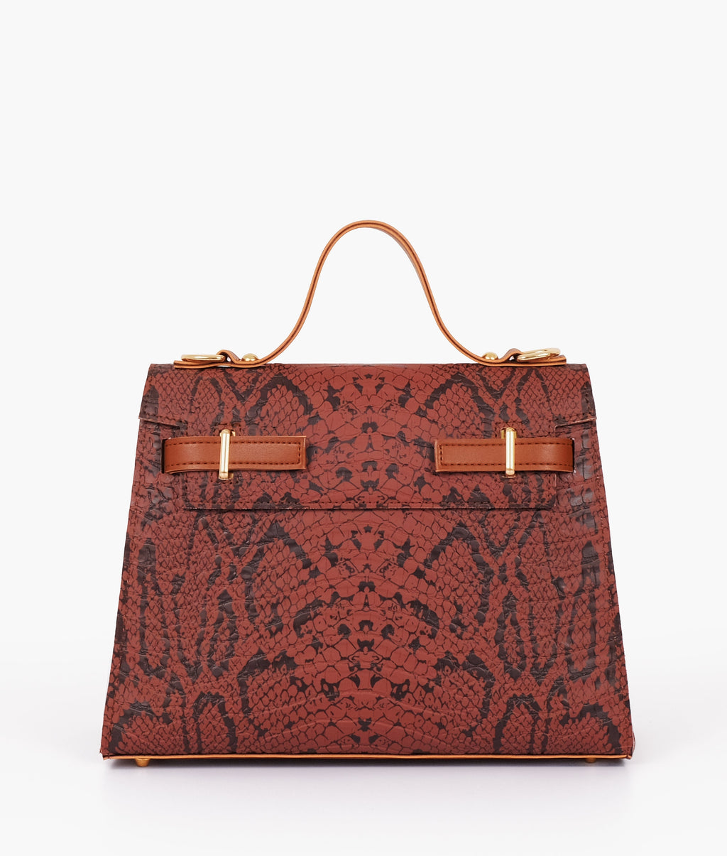Brown crocoDiorle cross-body bag with top-handle