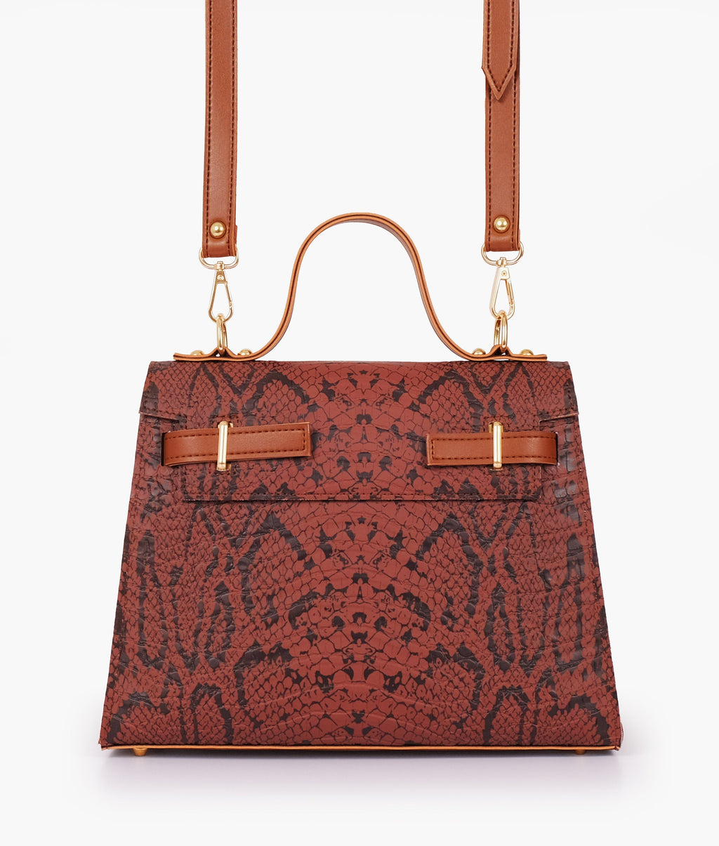 Brown crocoDiorle cross-body bag with top-handle